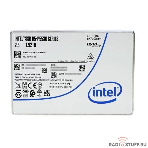 Intel SSD D5-P5530 Series (1.92TB, 2.5in PCIe 4.0 x4, TLC) SSDPF2KX019XZN1