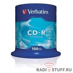Verbatim  Диски CD-R  100 шт. 48/52-x 700Mb, Cake Box ( 43411)