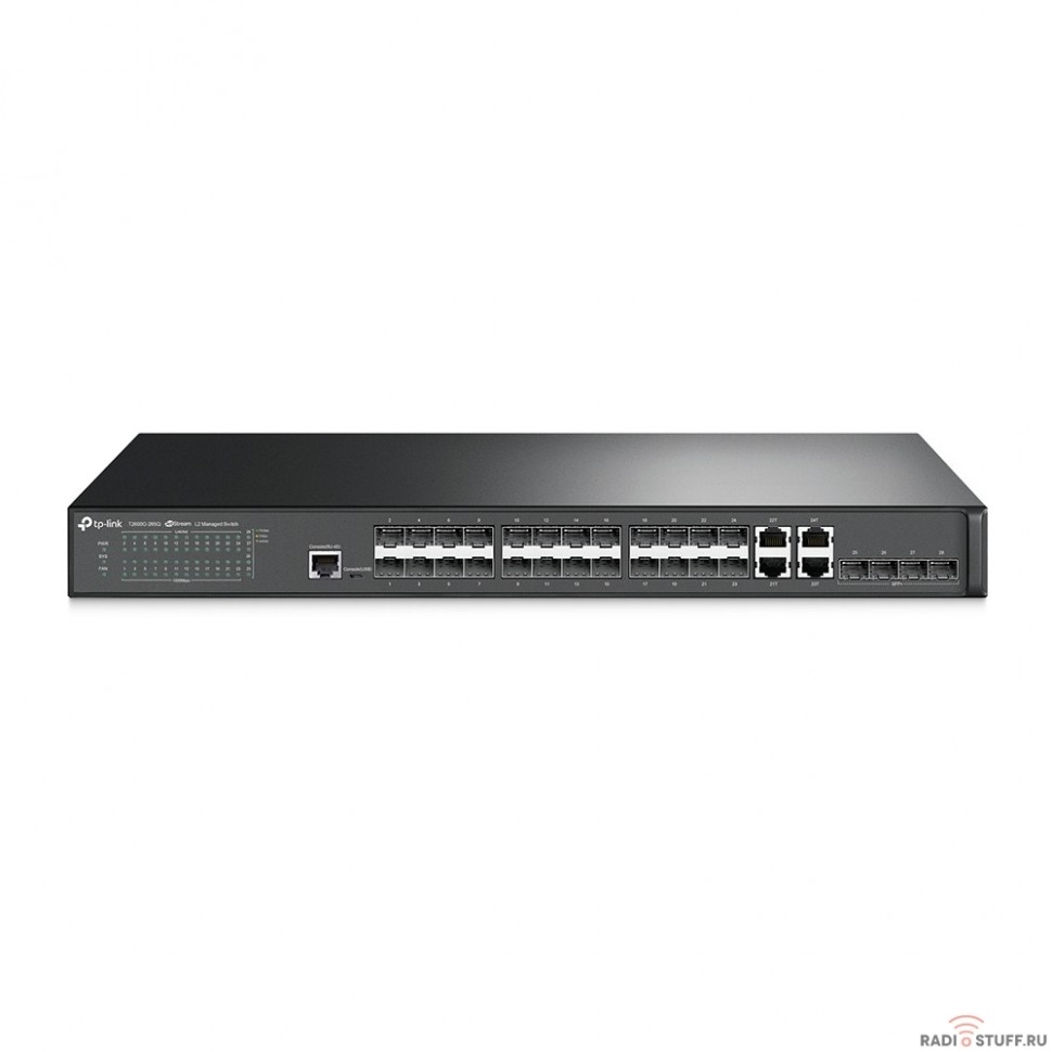 TP-Link T2600G-28SQ JetStream Гигабитный управляемый коммутатор 2 уровня на 24 SFP-слота и 4 SFP+ слота SMB