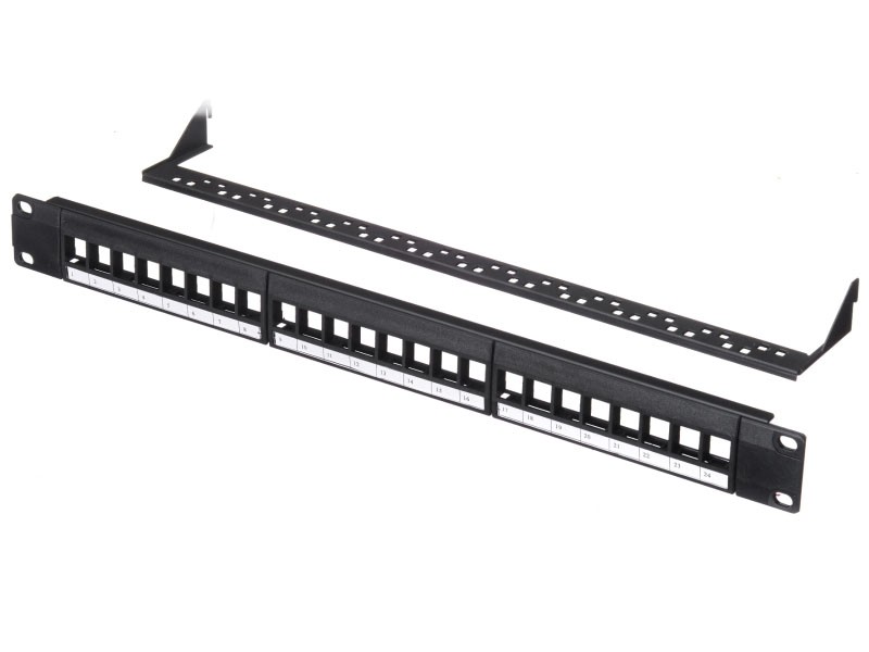 Патч-панель пустая, 19", 24 порта, RJ45, 1U, с органайзером, "L"