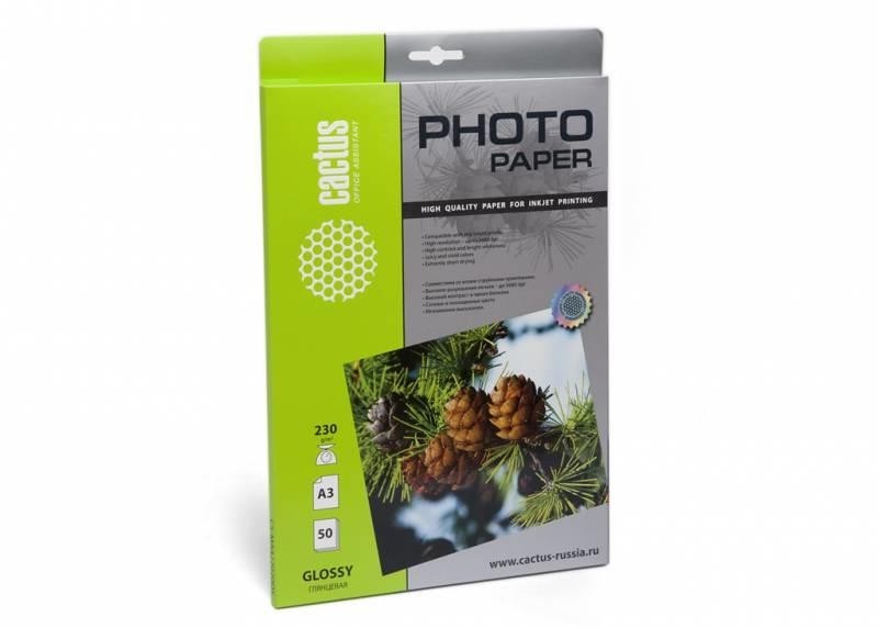 Бумага A3 PHOTO GLOSSY 50SH CS-GA323050 CACTUS