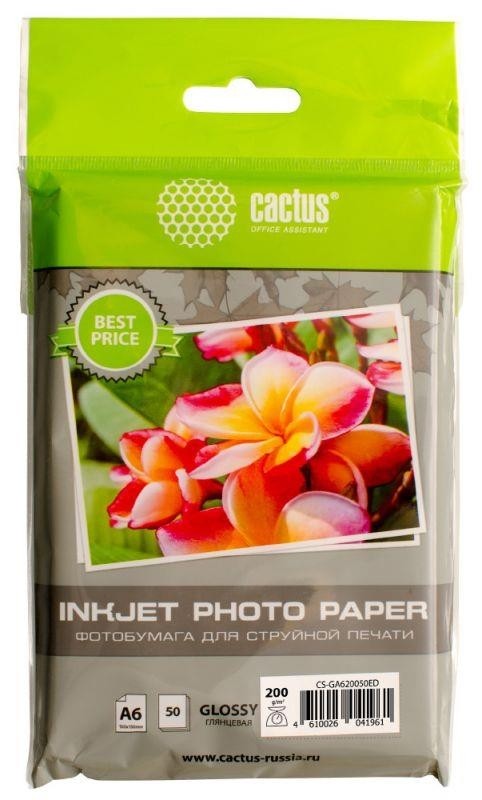 Бумага A6 PHOTO GLOSSY 50SH CS-GA620050ED CACTUS