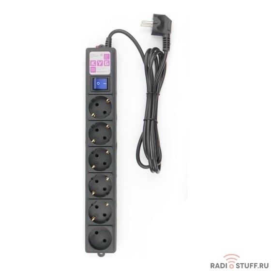 Power Cube Фильтр-удлинитель 1,9м 6 р 16А SPG6-B1,9M (21887), черный
